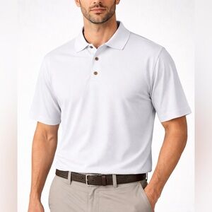 Cubavera White Polo Shirt Men’s Large Textured 100% Polyester NWOT(A421)